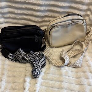 Set of 2 small crossbody purses black and cream EUC